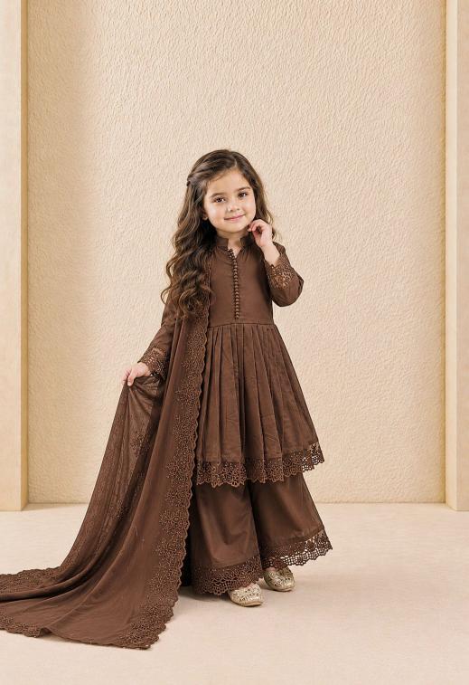 Premium Quality OC 251 Roman Sillk Brown Kurti for girls wholesale